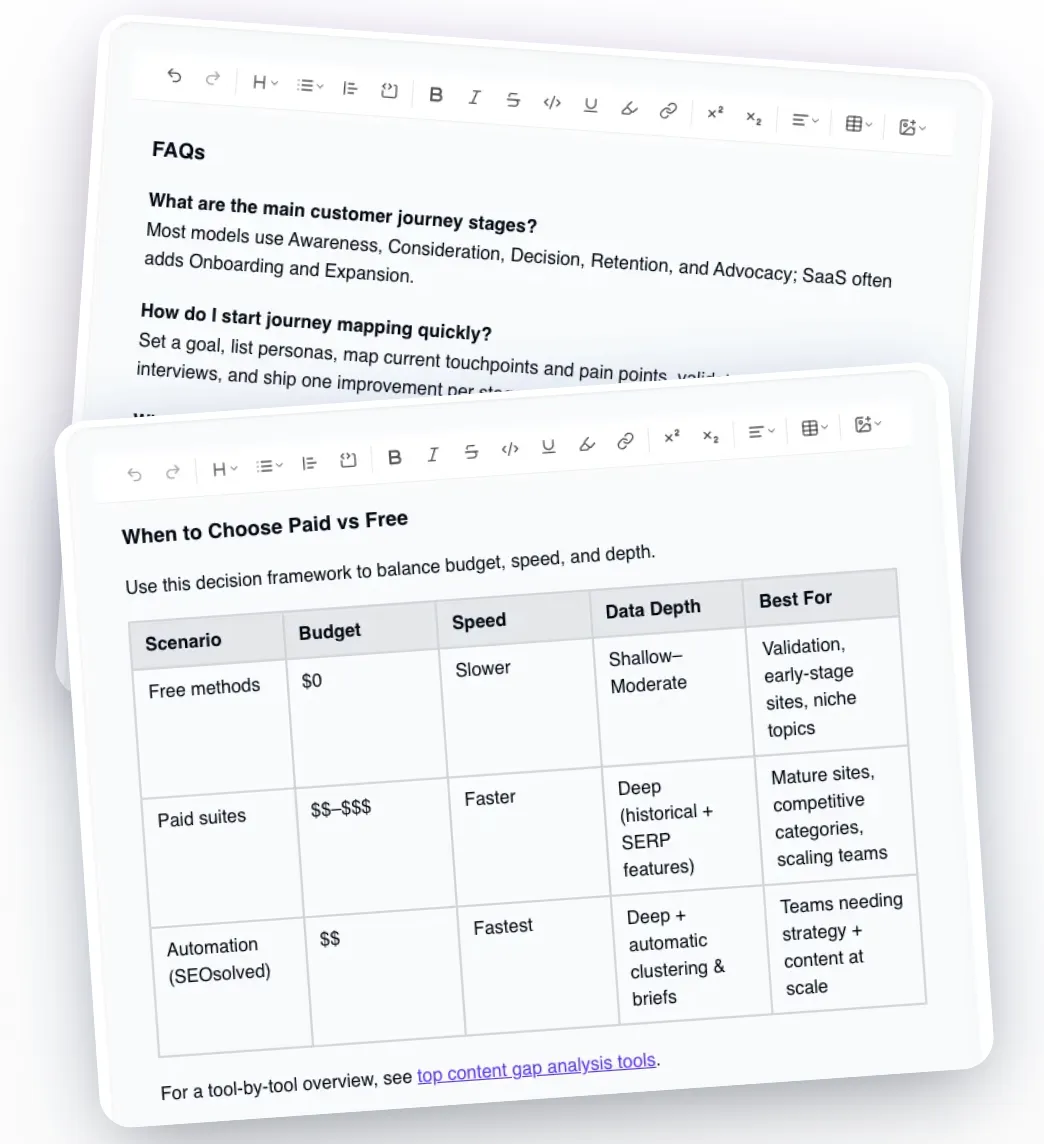 SEO content showing schema markup and search engine ready content structure